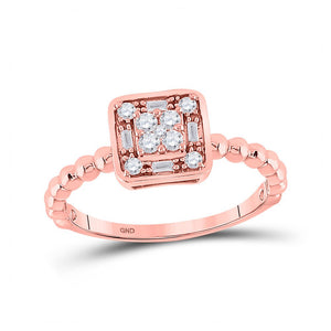 Diamond Cluster Ring | 10kt Rose Gold Womens Round Diamond Square Cluster Ring 1/4 Cttw | Splendid Jewellery GND