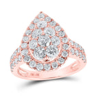 Radiant Rose Gold Diamond Cluster Ring: 2 Carat Tear Cluster Brilliance - Alternate view 1 from Splendid Jewellery