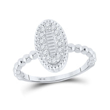 Load image into Gallery viewer, Sparkling Diamond Cluster Ring | 10kt White Gold Womens Baguette Diamond Oval Cluster Ring 1/4 Cttw Top view from the 10Kt White Gold Womens Baguette Diamond Oval Cluster Ring 1 4 Cttwpin282707 collection by Splendid Jewellery