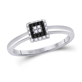 Captivating Noir Brilliance Diamond Cluster Ring Top view from the 10Kt White Gold Womens Round Black Color Enhanced Diamond Cluster Ring 1 6 Cttwpin279759 collection by Splendid Jewellery