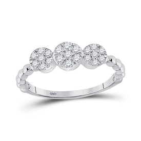 Dazzling Triple Cluster Diamond Ring in 10kt White Gold Top view from the 10Kt White Gold Womens Round Diamond Beaded Triple Cluster Ring 1 3 Cttwpin282703 collection by Splendid Jewellery