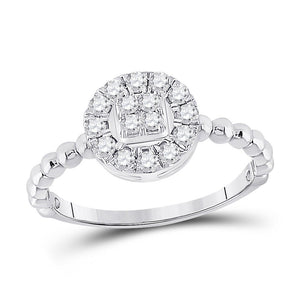 Diamond Cluster Ring | 10kt White Gold Womens Round Diamond Circle Cluster Ring 1/3 Cttw | Splendid Jewellery GND