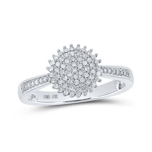 Diamond Cluster Ring | 10kt White Gold Womens Round Diamond Circle Ring 1/4 Cttw | Splendid Jewellery GND