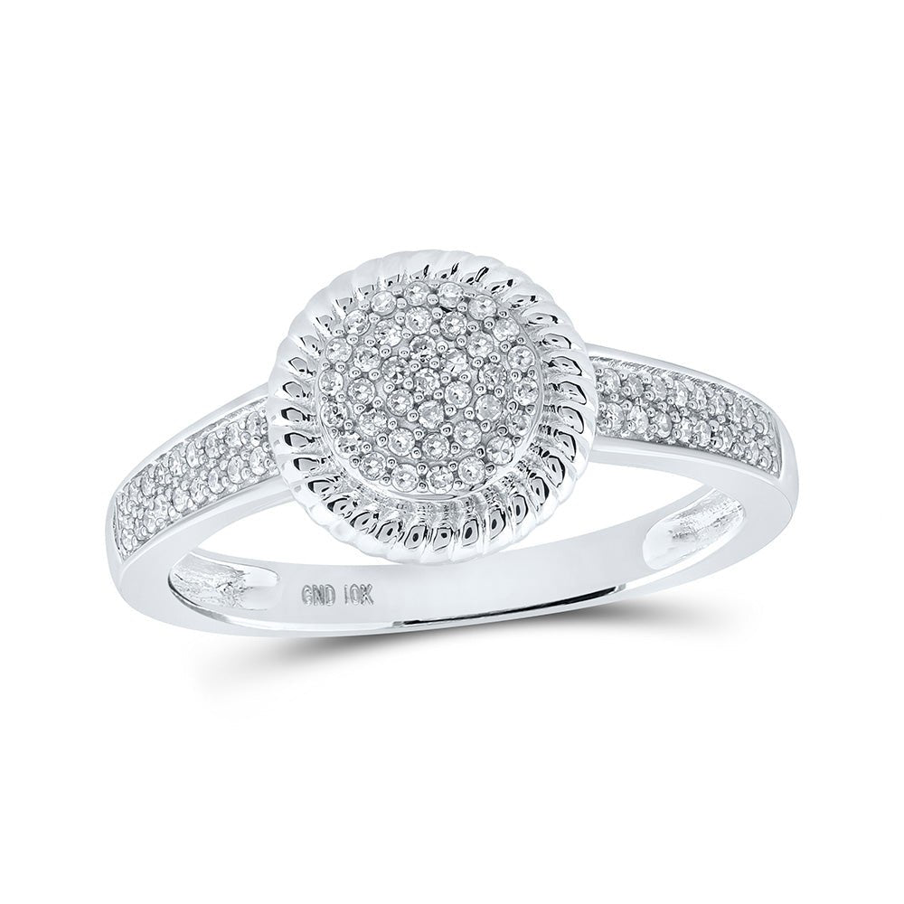 Diamond Cluster Ring | 10kt White Gold Womens Round Diamond Circle Ring 1/5 Cttw | Splendid Jewellery GND