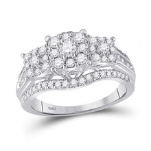 Load image into Gallery viewer, Radiant Brilliance Diamond Cluster Ring Top view from the 10Kt White Gold Womens Round Diamond Cluster 3 Stone Ring 1 Cttwpin287707 collection by Splendid Jewellery