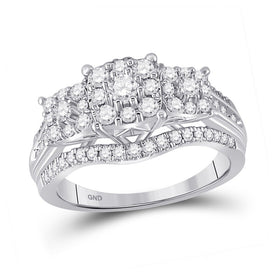 Radiant Brilliance Diamond Cluster Ring Top view from the 10Kt White Gold Womens Round Diamond Cluster 3 Stone Ring 1 Cttwpin287707 collection by Splendid Jewellery