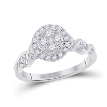 Load image into Gallery viewer, Radiant Brilliance Diamond Cluster Ring Top view from the 10Kt White Gold Womens Round Diamond Cluster Halo Ring 1 2 Cttwpin287522 collection by Splendid Jewellery