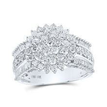 Load image into Gallery viewer, Radiant Brilliance Diamond Cluster Ring Top view from the 10Kt White Gold Womens Round Diamond Cluster Ring 1 1 2 Cttwpin214710 collection by Splendid Jewellery