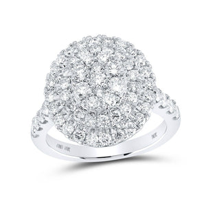 Diamond Cluster Ring | 10kt White Gold Womens Round Diamond Cluster Ring 1-7/8 Cttw | Splendid Jewellery GND