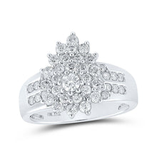 Load image into Gallery viewer, Dazzling Diamond Brilliance Ring | 10kt White Gold Womens Round Diamond Cluster Ring 1 Cttw | Splendid Jewellery Top view from the 10Kt White Gold Womens Round Diamond Cluster Ring 1 Cttwpin214768 collection by Splendid Jewellery