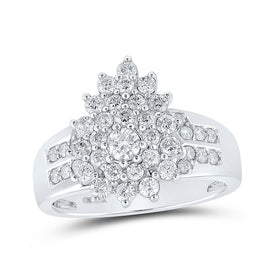 Dazzling Diamond Brilliance Ring | 10kt White Gold Womens Round Diamond Cluster Ring 1 Cttw | Splendid Jewellery Top view from the 10Kt White Gold Womens Round Diamond Cluster Ring 1 Cttwpin214768 collection by Splendid Jewellery