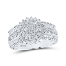 Load image into Gallery viewer, Splendid Brilliance: 10kt White Gold Womens Round Diamond Cluster Ring 1 Cttw Top view from the 10Kt White Gold Womens Round Diamond Cluster Ring 1 Cttwpin214717 collection by Splendid Jewellery