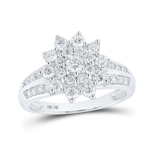 Load image into Gallery viewer, Dazzling Brilliance: 10kt White Gold Womens Round Diamond Cluster Ring 1 Cttw Top view from the 10Kt White Gold Womens Round Diamond Cluster Ring 1 Cttwpin214762 collection by Splendid Jewellery