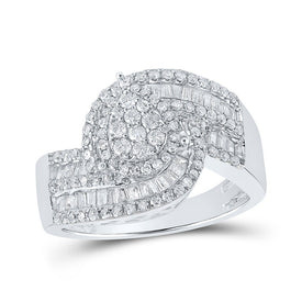 Dazzling Diamond Delight: 10kt White Gold Womens Round Diamond Cluster Ring 1 Cttw Top view from the 10Kt White Gold Womens Round Diamond Cluster Ring 1 Cttwpin218874 collection by Splendid Jewellery