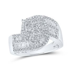 Radiant Brilliance Diamond Cluster Ring Top view from the 10Kt White Gold Womens Round Diamond Cluster Ring 1 Cttwpin218850 collection by Splendid Jewellery