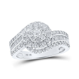 Captivating Brilliance Diamond Cluster Ring Top view from the 10Kt White Gold Womens Round Diamond Cluster Ring 1 Cttwpin214502 collection by Splendid Jewellery