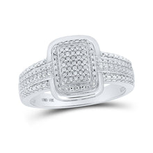 Load image into Gallery viewer, Radiant Brilliance: 10kt White Gold Round Diamond Cluster Ring 1/10 Cttw Top view from the 10Kt White Gold Womens Round Diamond Cluster Ring 1 10 Cttwpin212187 collection by Splendid Jewellery