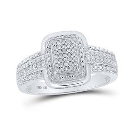 Radiant Brilliance: 10kt White Gold Round Diamond Cluster Ring 1/10 Cttw Top view from the 10Kt White Gold Womens Round Diamond Cluster Ring 1 10 Cttwpin212187 collection by Splendid Jewellery