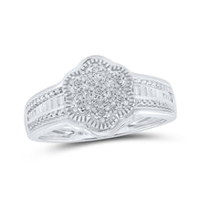 Load image into Gallery viewer, Radiant Brilliance Diamond Cluster Ring Top view from the 10Kt White Gold Womens Round Diamond Cluster Ring 1 12 Cttwpin212180 collection by Splendid Jewellery