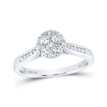 Load image into Gallery viewer, Dazzling Brilliance: 10kt White Gold Womens Round Diamond Cluster Ring 1/2 Cttw Top view from the 10Kt White Gold Womens Round Diamond Cluster Ring 1 2 Cttwpin237577 collection by Splendid Jewellery