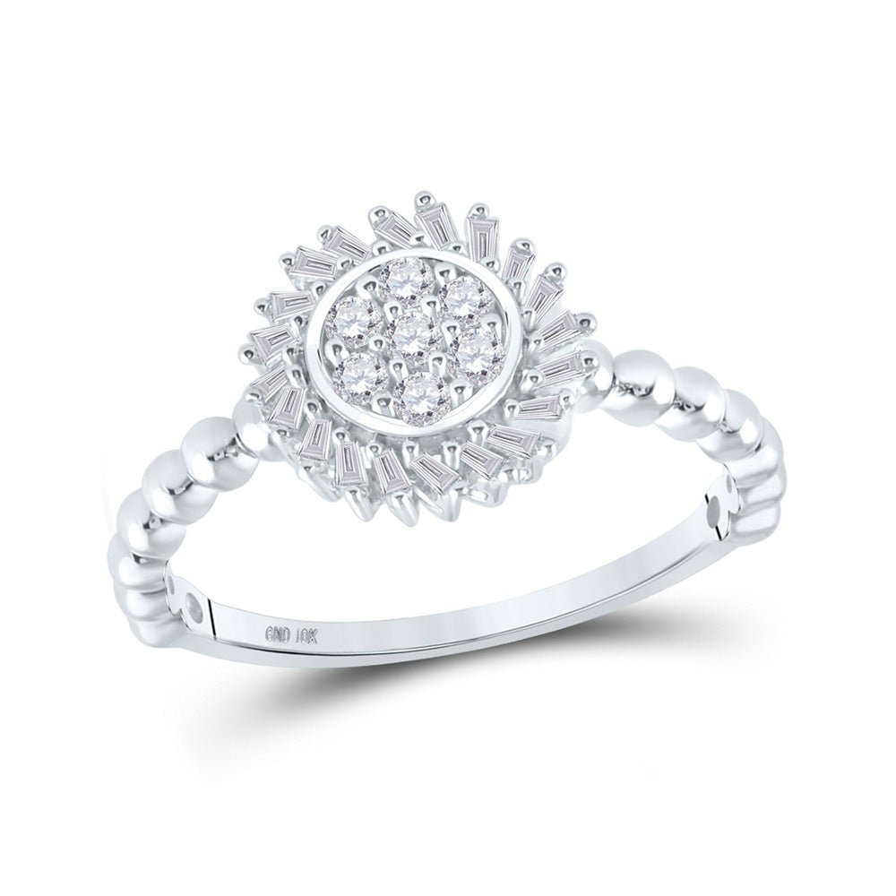 Diamond Cluster Ring | 10kt White Gold Womens Round Diamond Cluster Ring 1/3 Cttw | Splendid Jewellery GND