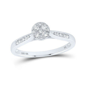 Diamond Cluster Ring | 10kt White Gold Womens Round Diamond Cluster Ring 1/4 Cttw | Splendid Jewellery GND