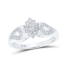 Load image into Gallery viewer, Dazzling Diamond Symphony Ring Top view from the 10Kt White Gold Womens Round Diamond Cluster Ring 1 4 Cttwpin214420 collection by Splendid Jewellery