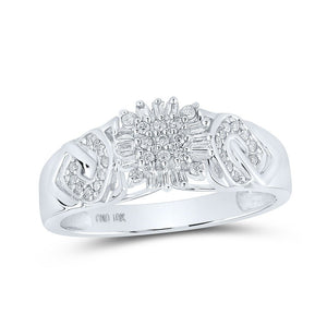 Diamond Cluster Ring | 10kt White Gold Womens Round Diamond Cluster Ring 1/5 Cttw | Splendid Jewellery GND