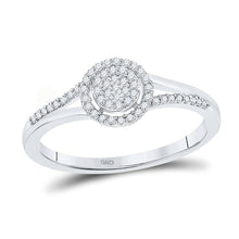 Load image into Gallery viewer, Captivating Brilliance: 10kt White Gold Womens Round Diamond Cluster Ring 1/6 Cttw Top view from the 10Kt White Gold Womens Round Diamond Cluster Ring 1 6 Cttwpin220746 collection by Splendid Jewellery