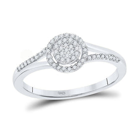 Captivating Brilliance: 10kt White Gold Womens Round Diamond Cluster Ring 1/6 Cttw Top view from the 10Kt White Gold Womens Round Diamond Cluster Ring 1 6 Cttwpin220746 collection by Splendid Jewellery