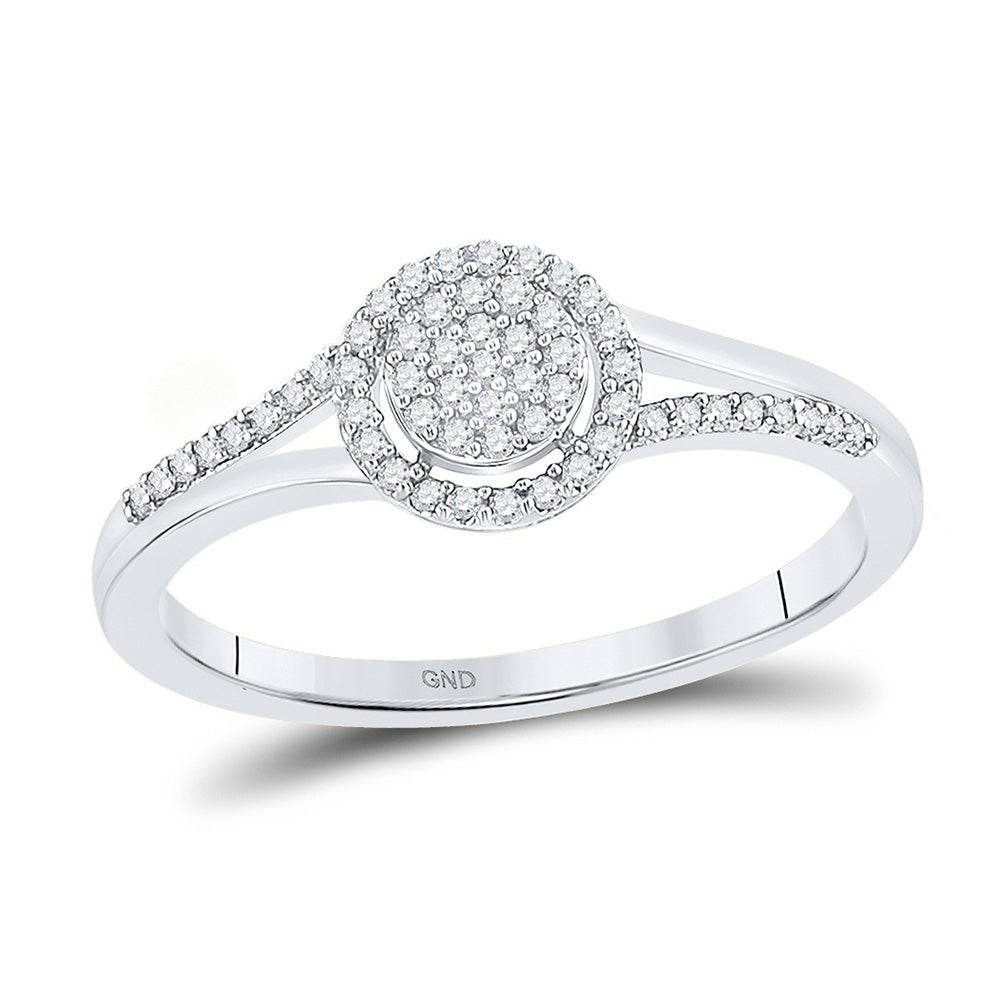 Diamond Cluster Ring | 10kt White Gold Womens Round Diamond Cluster Ring 1/6 Cttw | Splendid Jewellery GND