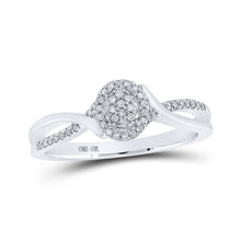Load image into Gallery viewer, Radiant Diamond Cluster Ring | 10kt White Gold Womens Round Diamond Cluster Ring 1/8 Cttw | Splendid Jewellery Top view from the 10Kt White Gold Womens Round Diamond Cluster Ring 1 8 Cttwpin217233 collection by Splendid Jewellery