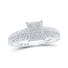Load image into Gallery viewer, Radiant Brilliance Diamond Cluster Ring Top view from the 10Kt White Gold Womens Round Diamond Cluster Ring 1 8 Cttwpin215014 collection by Splendid Jewellery