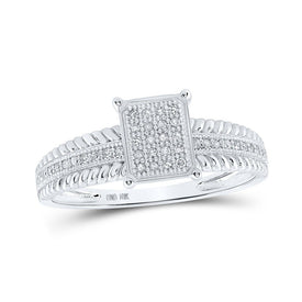 Radiant Brilliance Diamond Cluster Ring Top view from the 10Kt White Gold Womens Round Diamond Cluster Ring 1 8 Cttwpin215014 collection by Splendid Jewellery