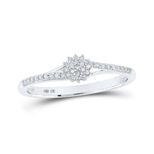 Load image into Gallery viewer, Ethereal Brilliance Diamond Cluster Ring Top view from the 10Kt White Gold Womens Round Diamond Cluster Ring 1 8 Cttwpin217247 collection by Splendid Jewellery