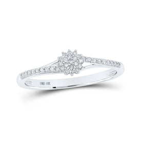 Ethereal Brilliance Diamond Cluster Ring Top view from the 10Kt White Gold Womens Round Diamond Cluster Ring 1 8 Cttwpin217247 collection by Splendid Jewellery