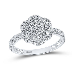 Diamond Cluster Ring | 10kt White Gold Womens Round Diamond Fashion Ring 1/2 Cttw | Splendid Jewellery GND