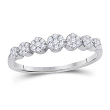 Load image into Gallery viewer, Radiant Blossom Diamond Cluster Ring Top view from the 10Kt White Gold Womens Round Diamond Flower Cluster Ring 1 4 Cttwpin223931 collection by Splendid Jewellery