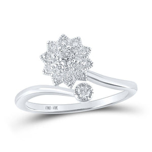 Diamond Cluster Ring | 10kt White Gold Womens Round Diamond Flower Cluster Ring 1/6 Cttw | Splendid Jewellery GND