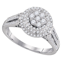 Load image into Gallery viewer, Dazzling Diamond Blossom Ring Top view from the 10Kt White Gold Womens Round Diamond Flower Cluster Ring 5 8 Cttwpin61222 collection by Splendid Jewellery