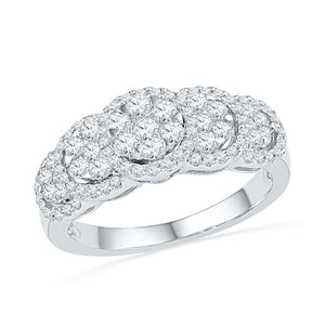 Diamond Cluster Ring | 10kt White Gold Womens Round Diamond Flower Cluster Ring 5/8 Cttw | Splendid Jewellery GND