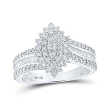 Load image into Gallery viewer, Captivating Marquise Diamond Cluster Ring in 10kt White Gold - 1 Cttw Top view from the 10Kt White Gold Womens Round Diamond Marquise Shape Cluster Ring 1 Cttwpin214763 collection by Splendid Jewellery