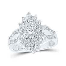 Load image into Gallery viewer, Mesmerizing Marquise Diamond Cluster Ring Top view from the 10Kt White Gold Womens Round Diamond Marquise Shape Cluster Ring 1 Cttwpin214793 collection by Splendid Jewellery