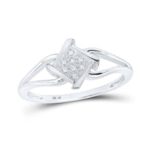 Load image into Gallery viewer, Mesmerizing Diamond Cluster Ring in 10kt White Gold - A Captivating Statement Piece by Splendid Jewellery Top view from the 10Kt White Gold Womens Round Diamond Offset Square Ring 03 Cttwpin286437 collection by Splendid Jewellery