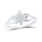 Mesmerizing Diamond Cluster Ring in 10kt White Gold - A Captivating Statement Piece by Splendid Jewellery Top view from the 10Kt White Gold Womens Round Diamond Offset Square Ring 03 Cttwpin286437 collection by Splendid Jewellery