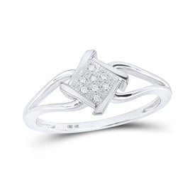 Mesmerizing Diamond Cluster Ring in 10kt White Gold - A Captivating Statement Piece by Splendid Jewellery Top view from the 10Kt White Gold Womens Round Diamond Offset Square Ring 03 Cttwpin286437 collection by Splendid Jewellery