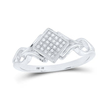 Load image into Gallery viewer, Splendid Jewellery 10kt White Gold Offset Square Diamond Cluster Ring Top view from the 10Kt White Gold Womens Round Diamond Offset Square Ring 1 12 Cttwpin286434 collection by Splendid Jewellery