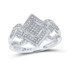 Captivating Cluster of Brilliance: 10kt White Gold Offset Square Diamond Ring Top view from the 10Kt White Gold Womens Round Diamond Offset Square Ring 1 5 Cttwpin286494 collection by Splendid Jewellery