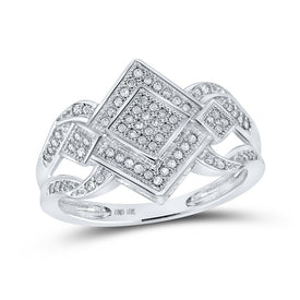 Captivating Cluster of Brilliance: 10kt White Gold Offset Square Diamond Ring Top view from the 10Kt White Gold Womens Round Diamond Offset Square Ring 1 5 Cttwpin286494 collection by Splendid Jewellery