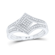 Load image into Gallery viewer, Radiant Diamond Cluster Ring | 10kt White Gold Womens Round Diamond Offset Square Ring 1/6 Cttw | Splendid Jewellery Top view from the 10Kt White Gold Womens Round Diamond Offset Square Ring 1 6 Cttwpin286439 collection by Splendid Jewellery